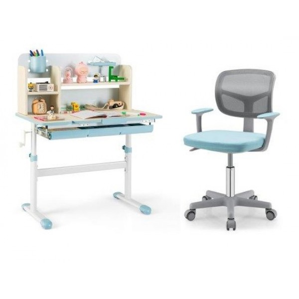 Reguliuojamo aukščio vaikiškas rašomasis stalas + vaikiška kėdė (Melsva)